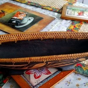 Hand wood carving Basket  size 21 " L X 6 " W